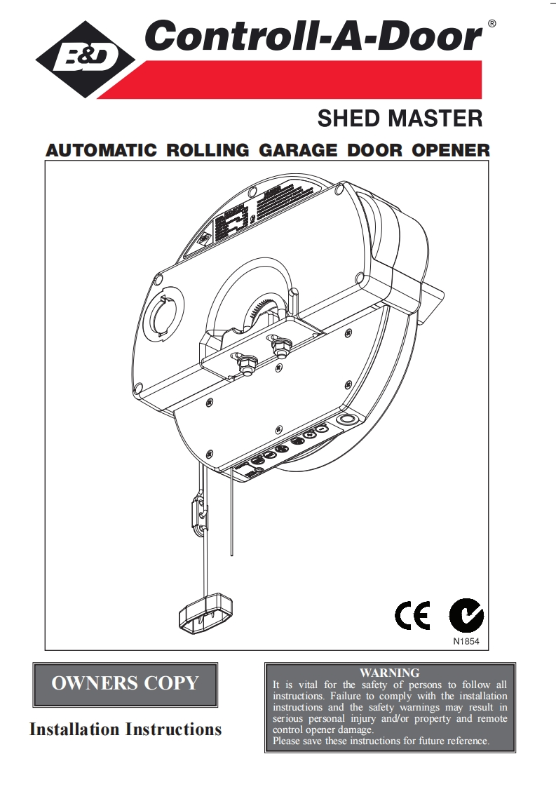 Controll-A-Door-RDO-2-Shed-Master-操作说明书手册