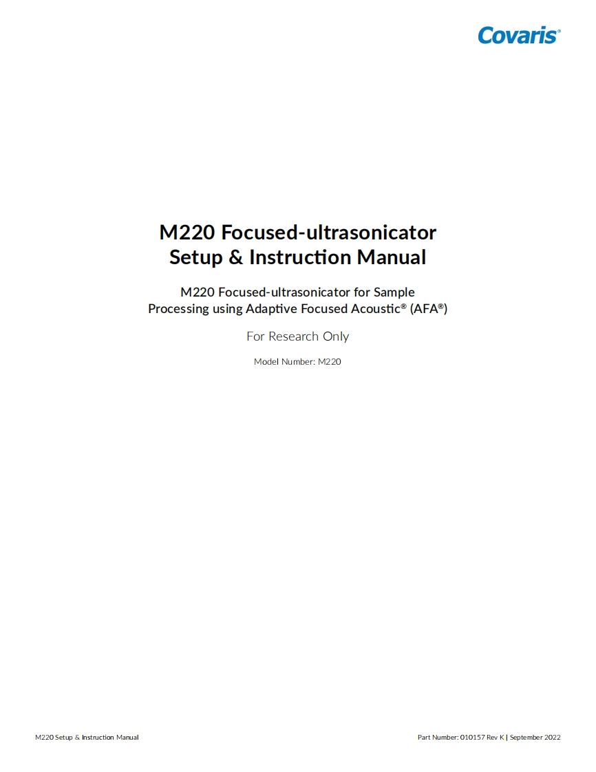 Covarism220ultrasonicator用户操作说明书手册
