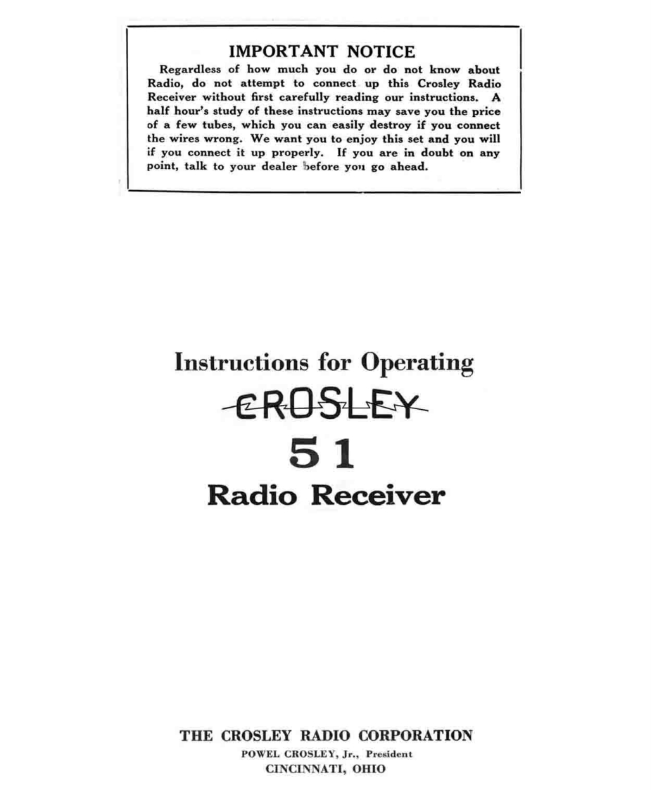 Crosley_51_使用说明书手册
