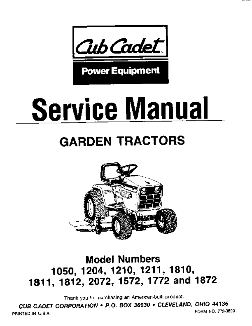 Cub-Cadet-1050-1872-Garden-Tractors-维修维护手册-PDF