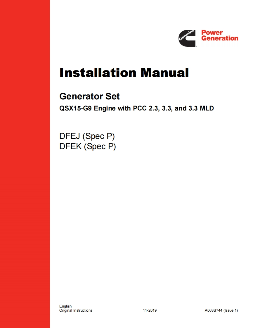 Cummins-DFEJ-DFEK-安装说明书手册