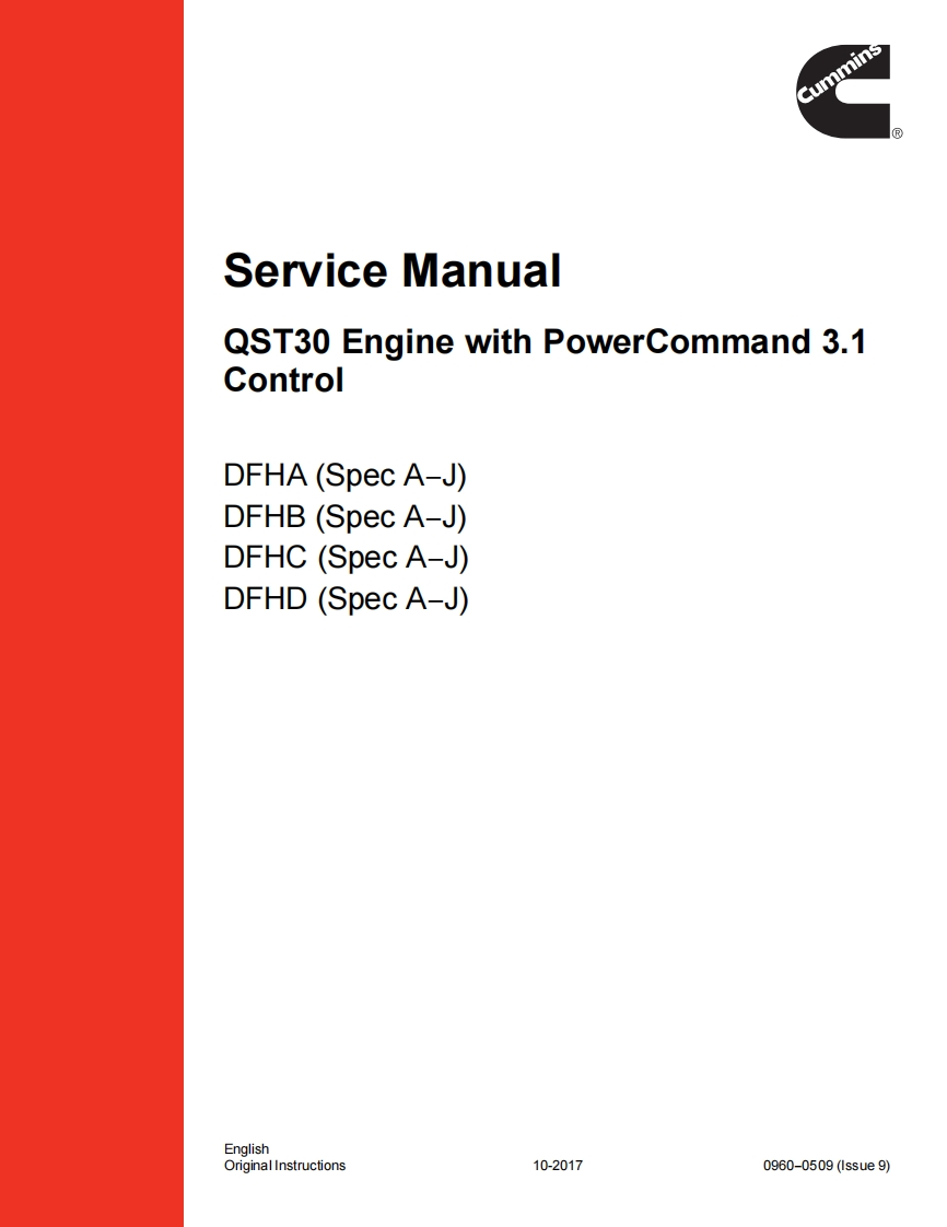 Cummins-DFHA-DFHB-DFHC-DFHD-spec-A-thru-J-维修操作说明书手册-QST30-engine-with-PowerCommand-3.1-control