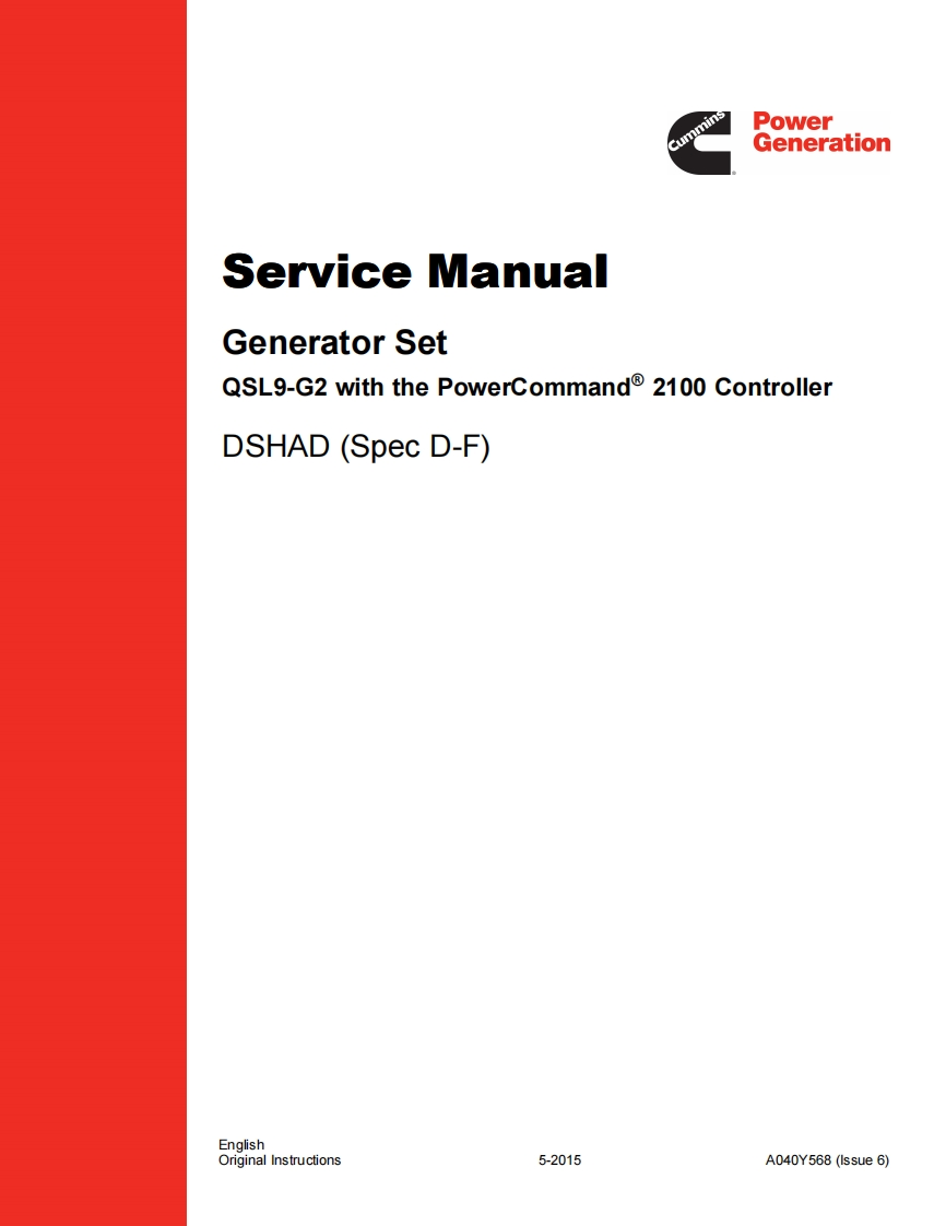 Cummins-DSHAD-维修操作说明书手册