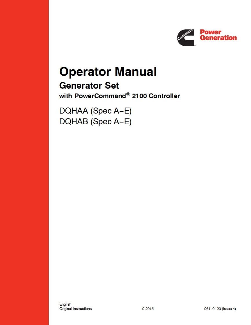 Cummins-PowerCommand-2100-controller-操作说明书手册
