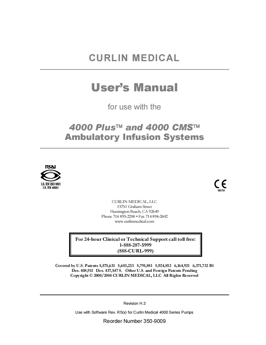 Curlin-4000-PCA-Pump-操作说明书手册