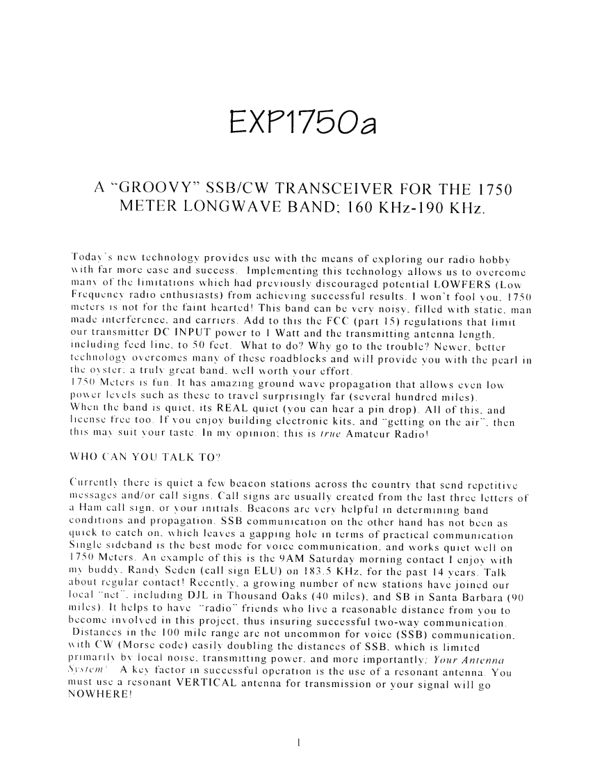Curry_Communications_EXP-1750A_1750m_transceiver_使用说明书手册_1999