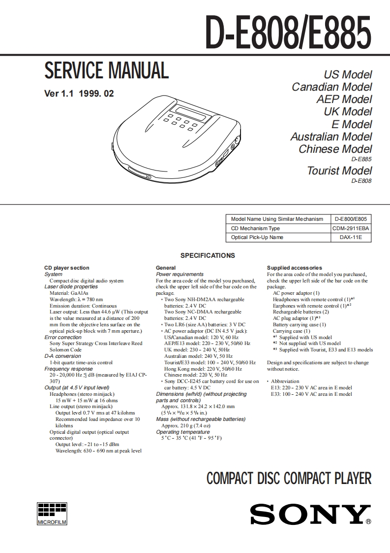 D-E808_D-E885-service-manual维修手册