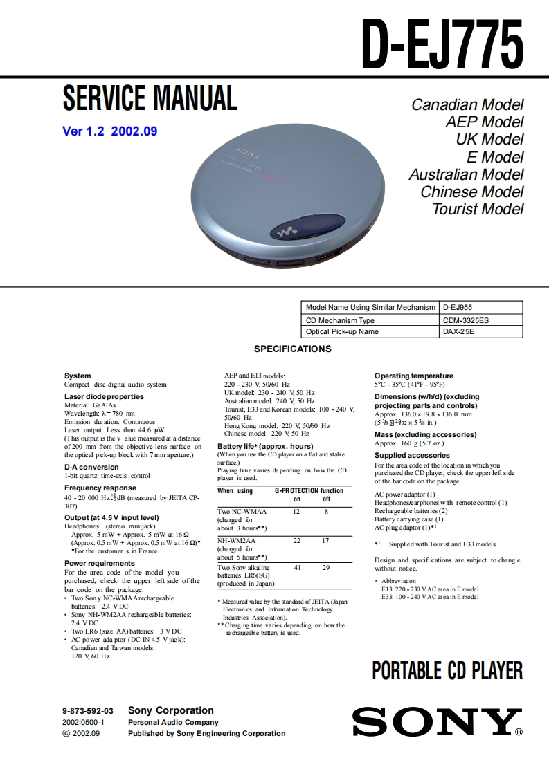 D-EJ775-service-manual维修手册