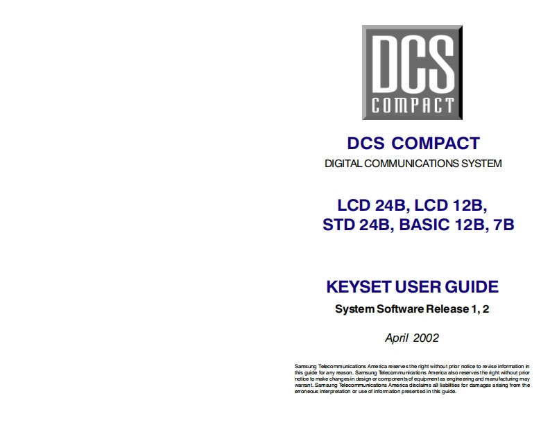 DCS_Compact_DCS_Keyset_操作说明书手册