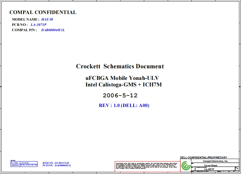 DELL-Latitude-D420---COMPAL-LA-3071P笔记本电器原理图
