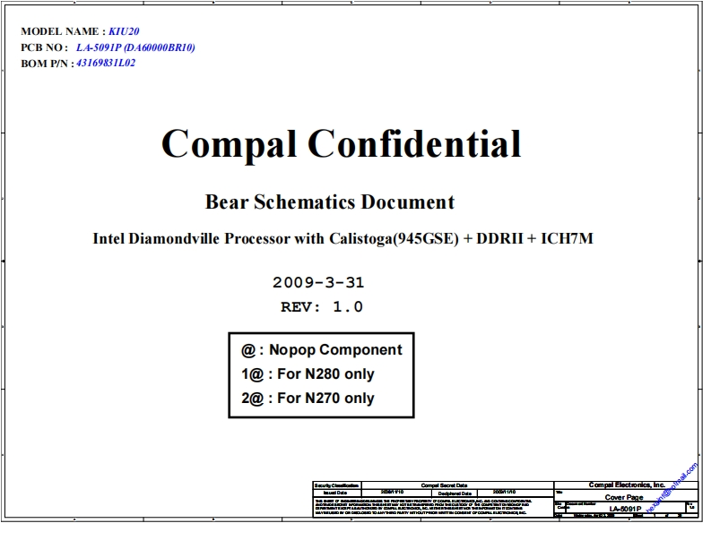 DELL-MINI-10---COMPAL_LA-5091P_KIU20_-_REV_1.0Sec笔记本电器原理图