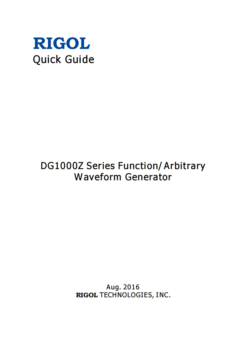 DG1000Z_QuickGuide快速操作说明书手册_EN