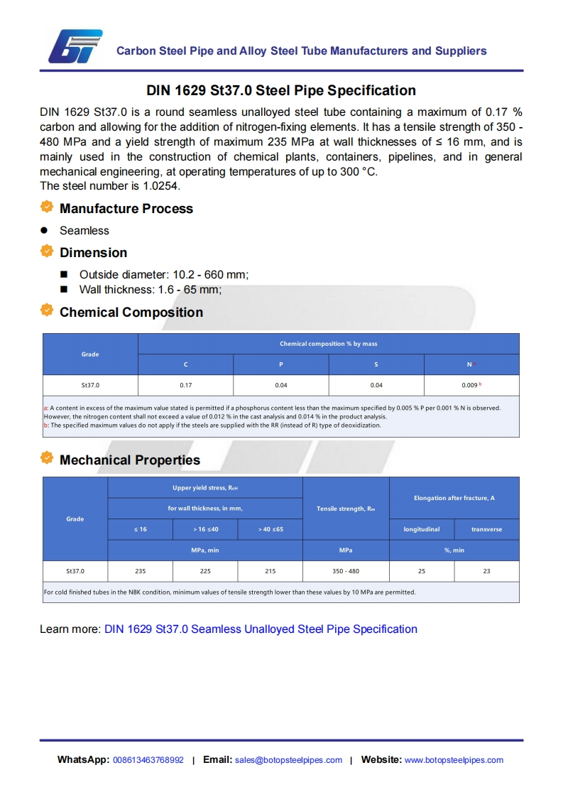 DIN-1629-St37.0-Steel-Pipe-Specification