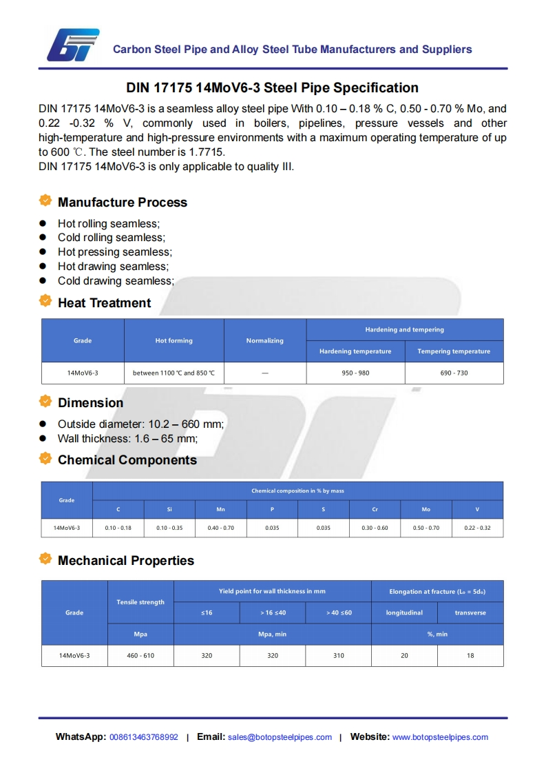 DIN-17175-14MoV6-3-Steel-Pipe-Specification
