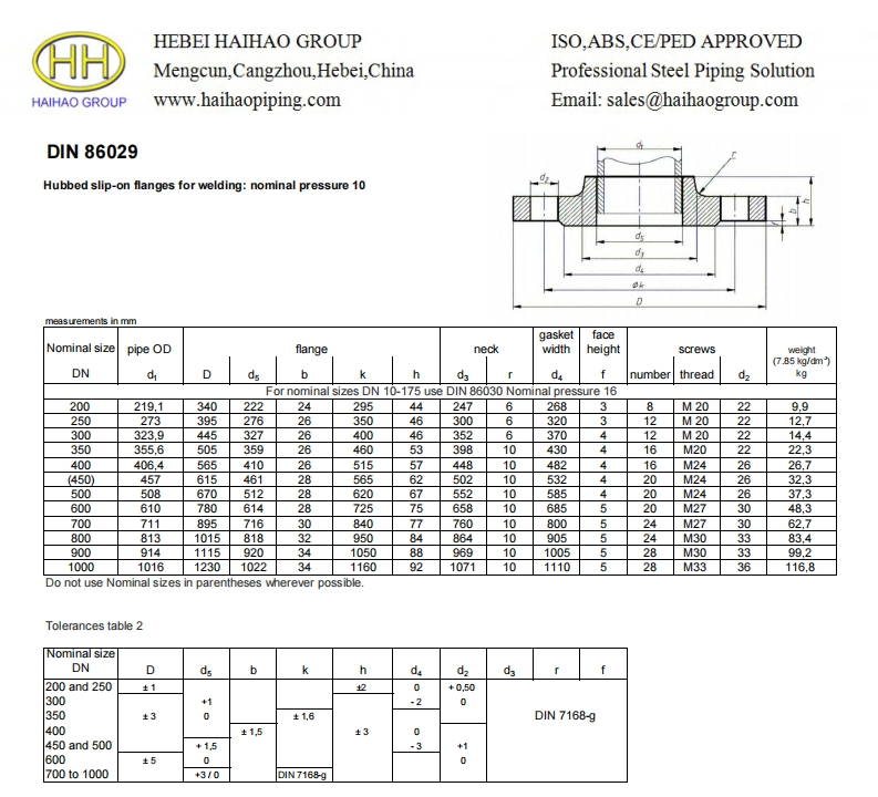DIN-86029-PN10-Hubbed-Slip-On-Flanges-for-Welding-Dimensions参考标准规范