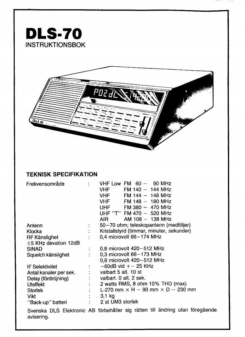 DLS_70-(Manual操作说明书手册)(Swedish)