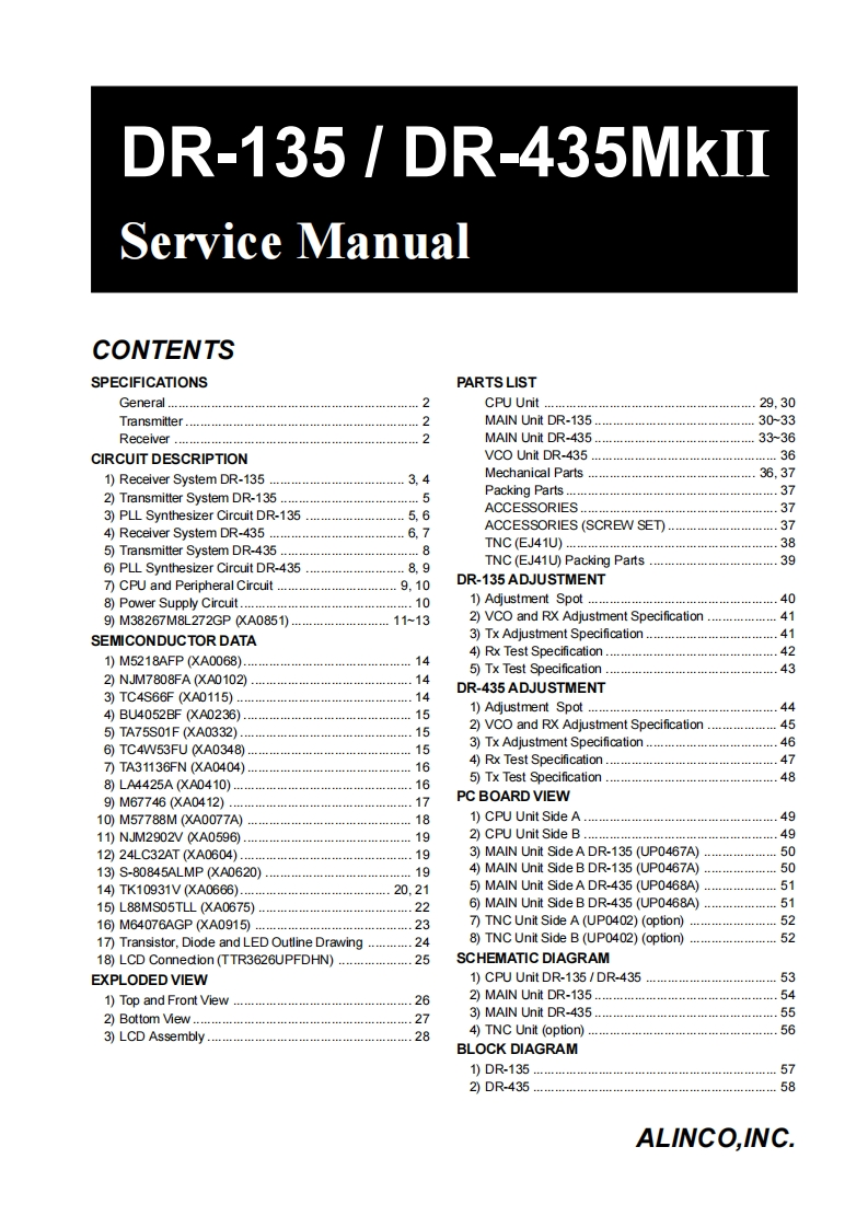 DR-135_DR-435Mk2_维修电器原理图手册serv_2004