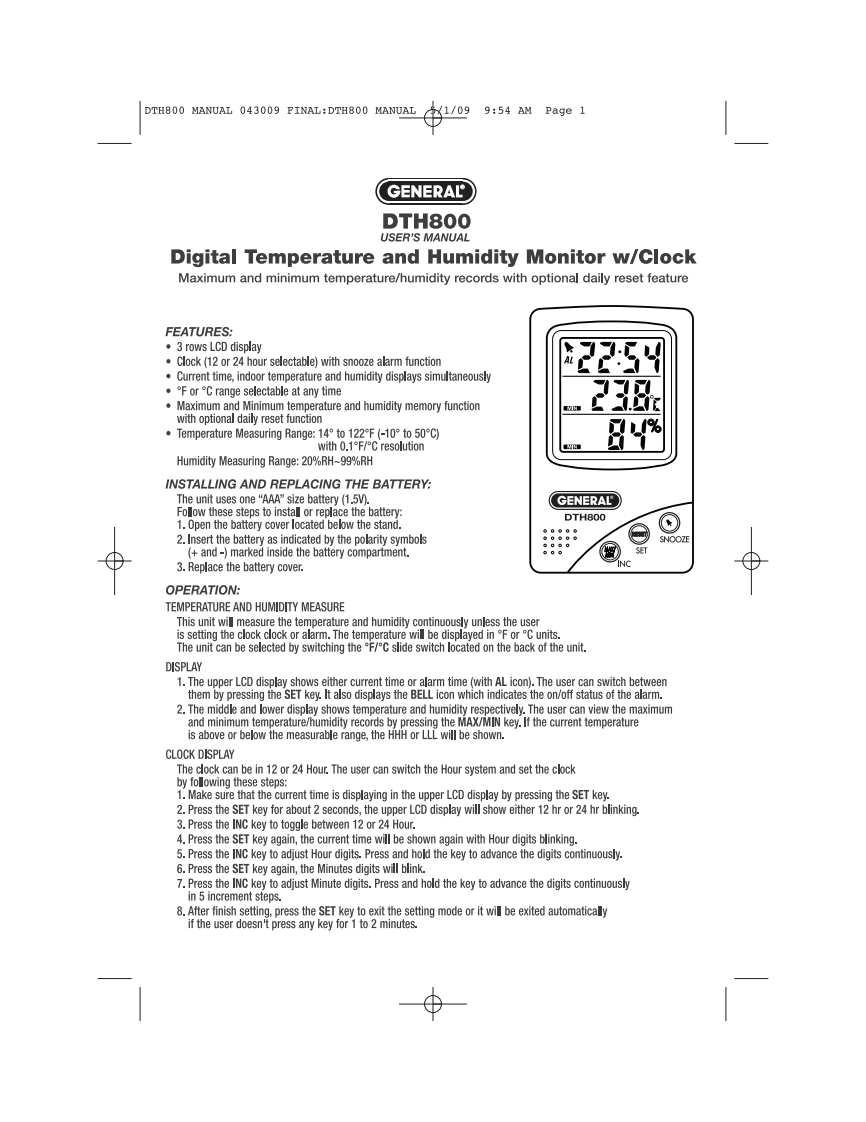 DTH800_使用者说明书手册