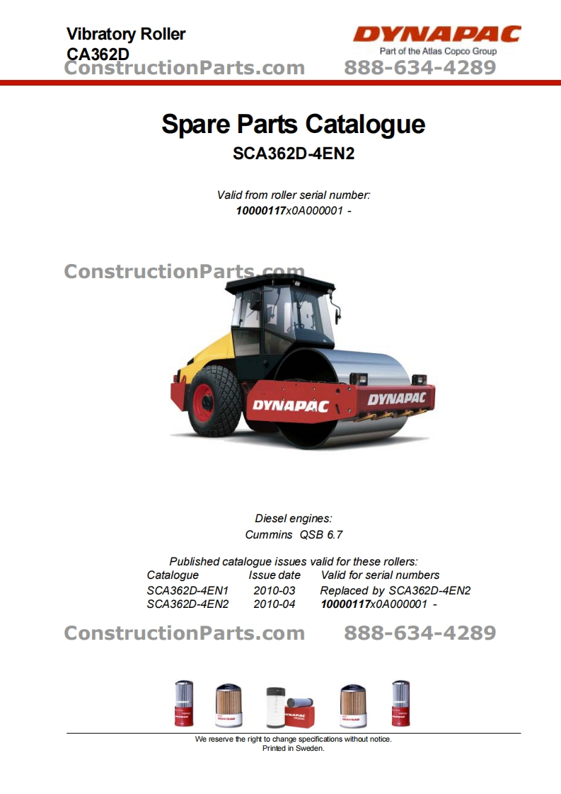 DYNAPAC-CA362D零部件手册