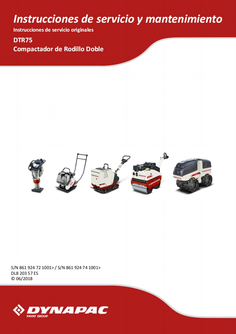 DYNAPAC戴纳派克-操作说明书手册-DTR75D
