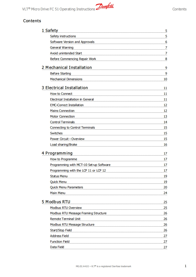 Danfoss-VLT-MicroDrive-FC51-Manual操作说明书手册