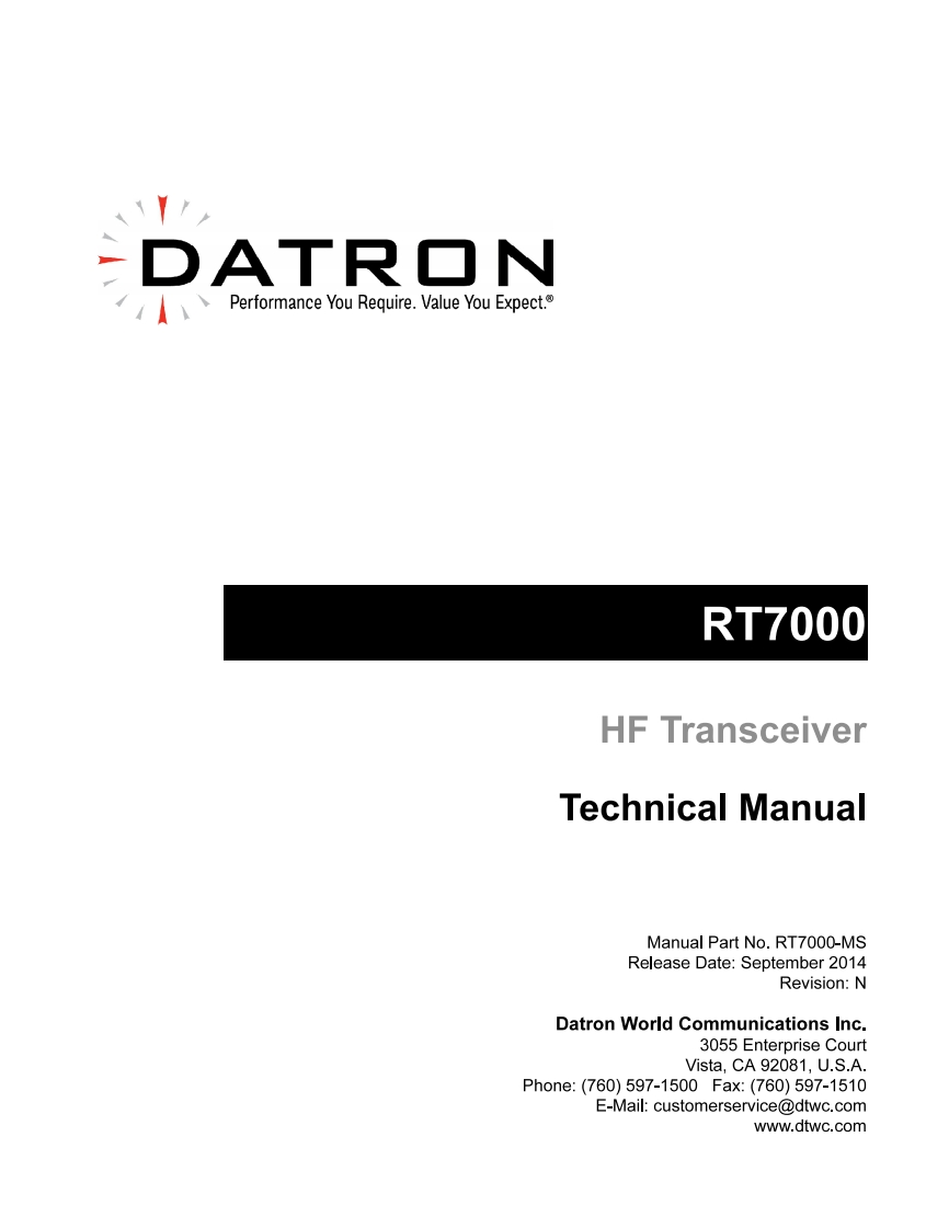 Datron_RT-7000_维修维护电器原理图手册_2014