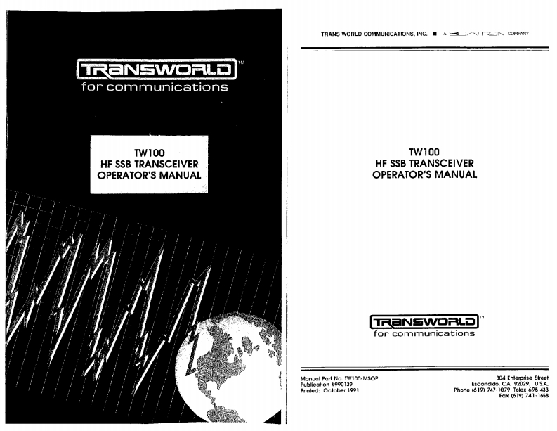 Datron_TW-100_使用说明书手册_1991