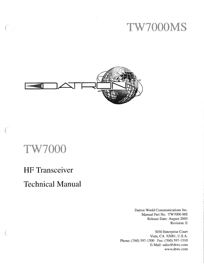 Datron_TW-7000_维修维护电器原理图手册_2005