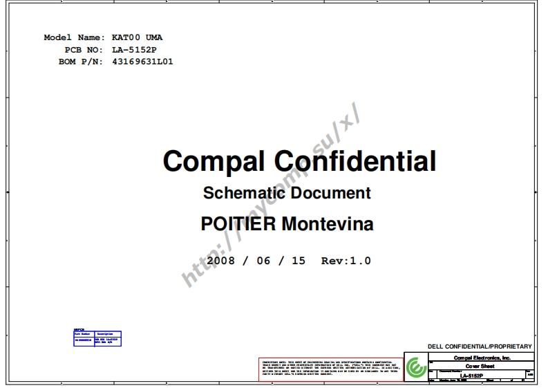 Dell-Compal-LA-5152P-KAT00-UMA-POITIER-Montevina-DA80000E510-0G913P-Dell-Studio-1745笔记本电器原理图