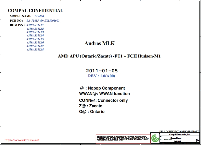 Dell-Inspiron-M102Z-(Compal-LA-7161P)-Laptop-Schematics笔记本电器原理图