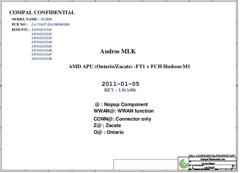 Dell-M102Z---Compal-LA-7161P--PLM00笔记本电器原理图