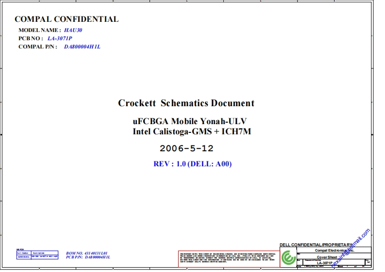 Dell_Latitude_D420_COMPAL_LA-3071P_-_REV_1.0Sec笔记本电器原理图
