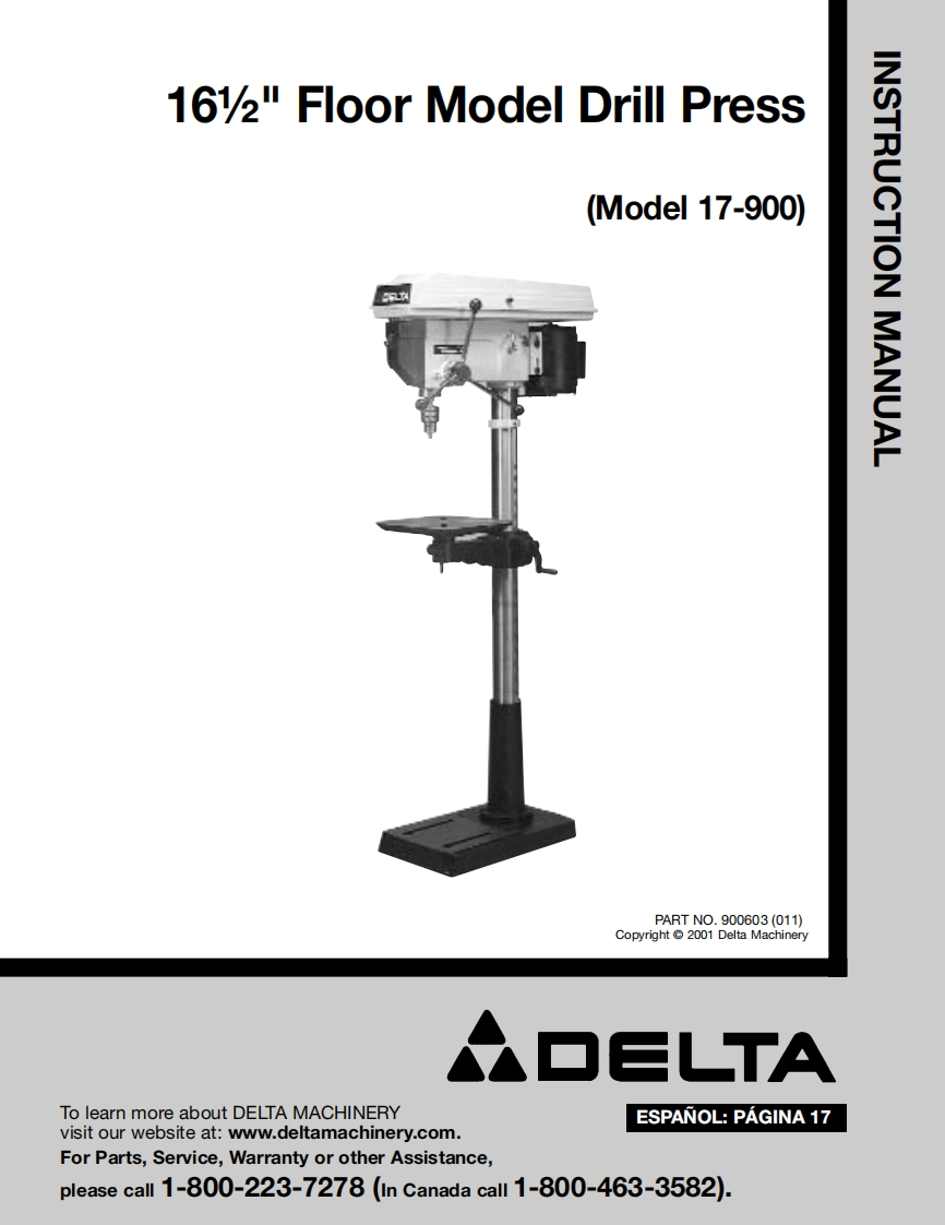 Delta-17-900-Drill-Press-操作说明书手册