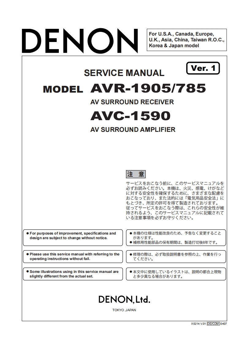 Denon-AVC1590-avr-维修说明书手册含电器原理图