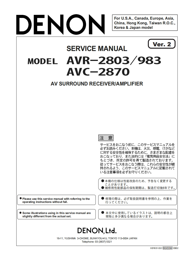 Denon-AVC2870-avr-维修说明书手册含电器原理图