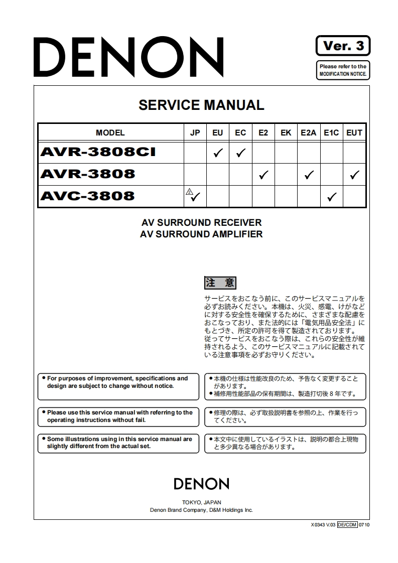 Denon-AVC3808-avr-维修说明书手册含电器原理图-找手册网