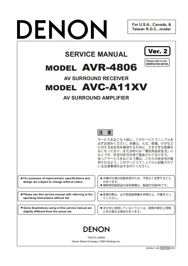 Denon-AVCA11XV-avr-维修说明书手册含电器原理图-找手册网