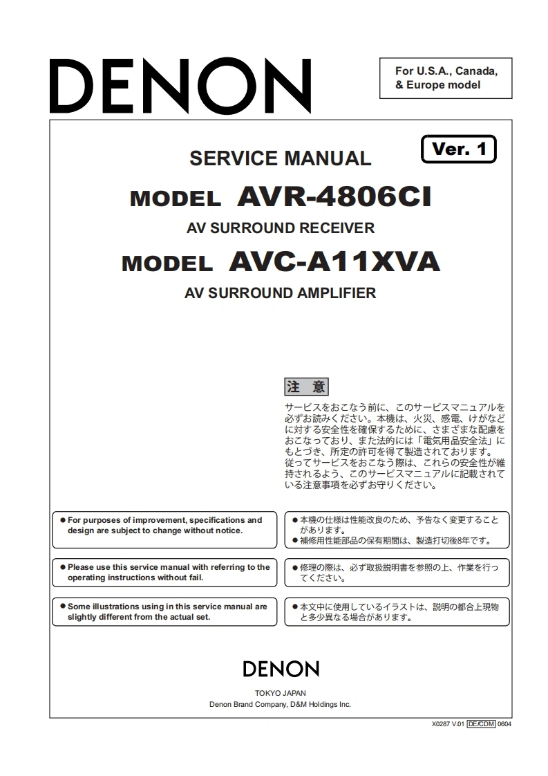 Denon-AVCA11XVA-avr-维修说明书手册含电器原理图-找手册网