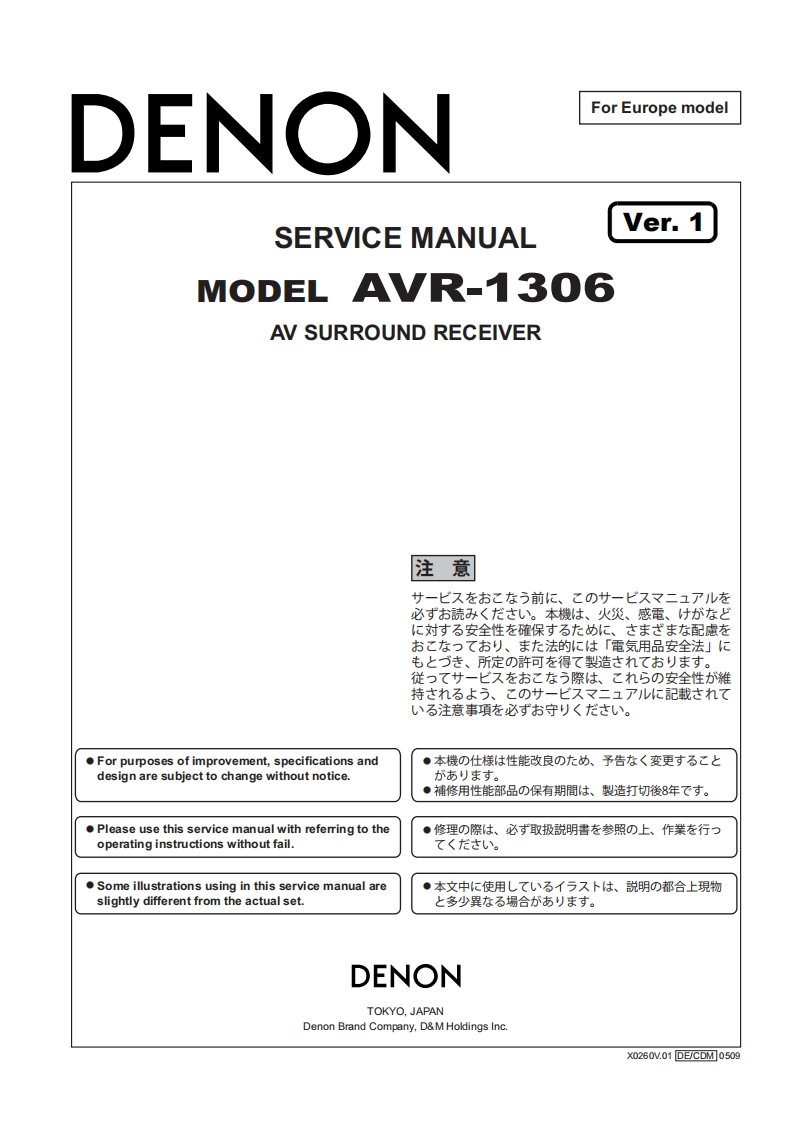 Denon-AVR1306-avr-维修说明书手册含电器原理图