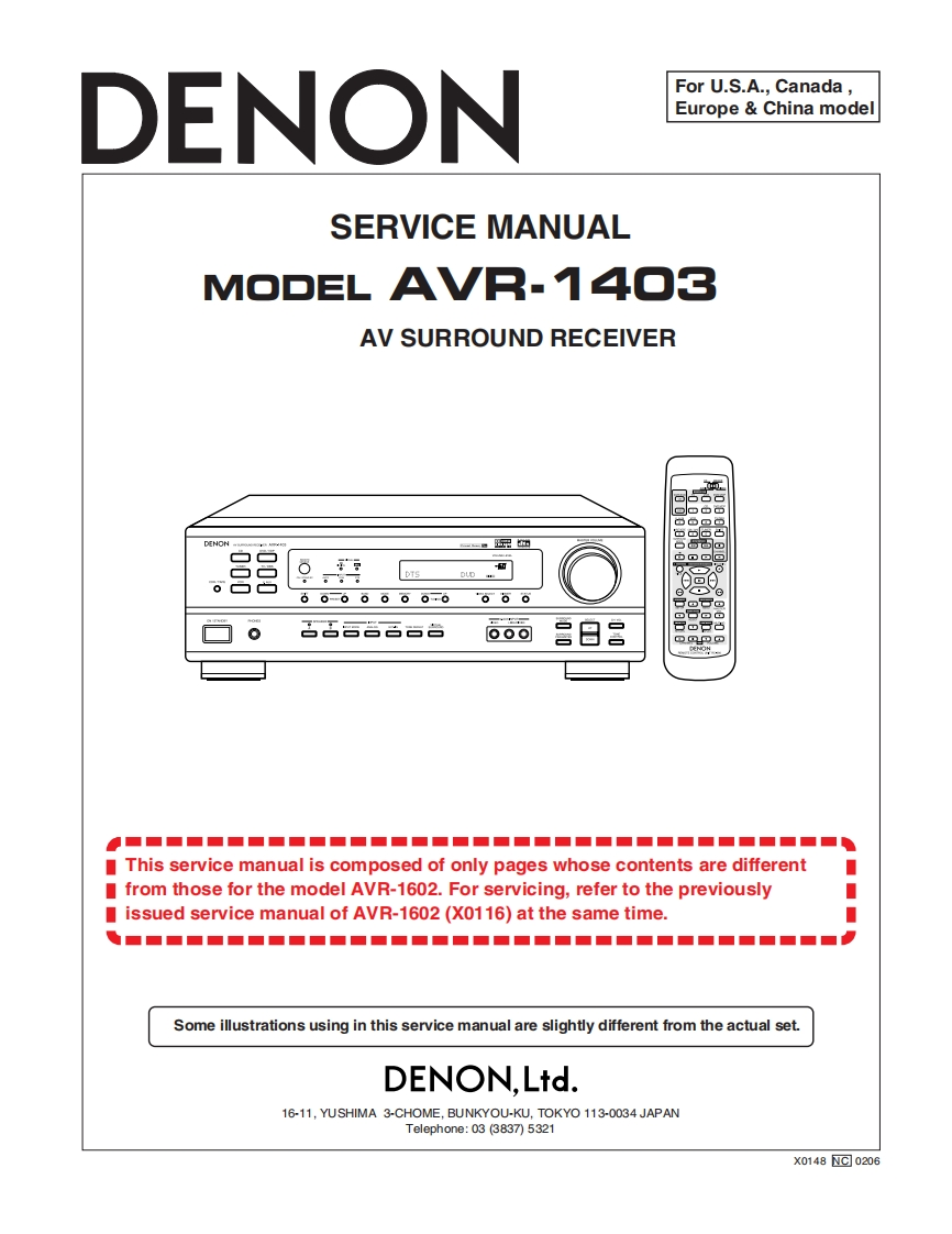 Denon-AVR1403-avr-维修说明书手册含电器原理图
