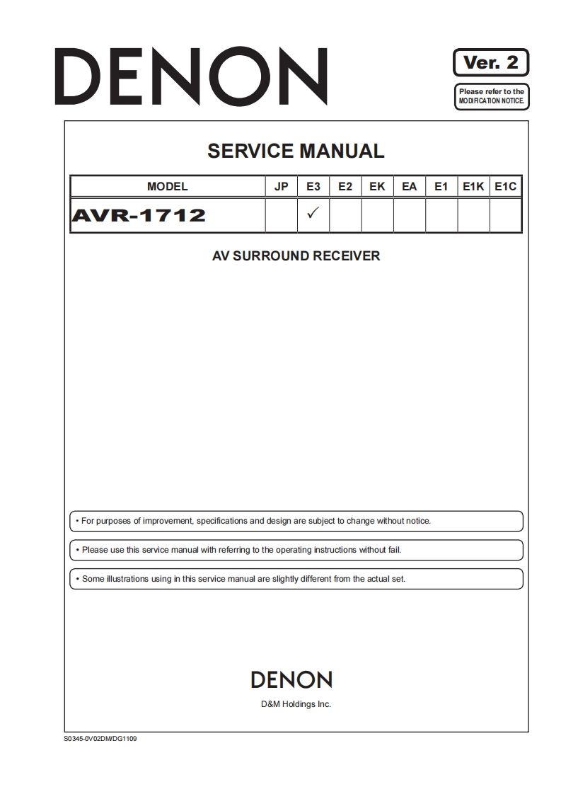 Denon-AVR1712-avr-维修说明书手册含电器原理图