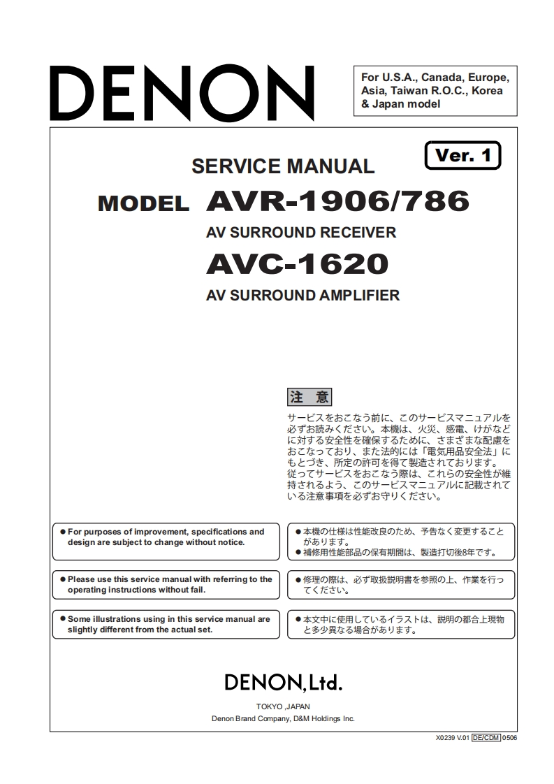 Denon-AVR1906-avr-sm维修手册含电器原理图-找手册网