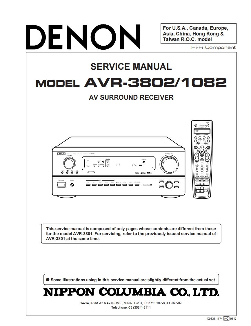 Denon-AVR3802-avr-维修说明书手册含电器原理图