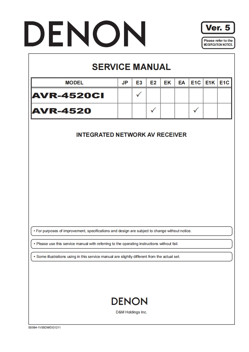 Denon-AVR4520-avr-维修说明书手册含电器原理图