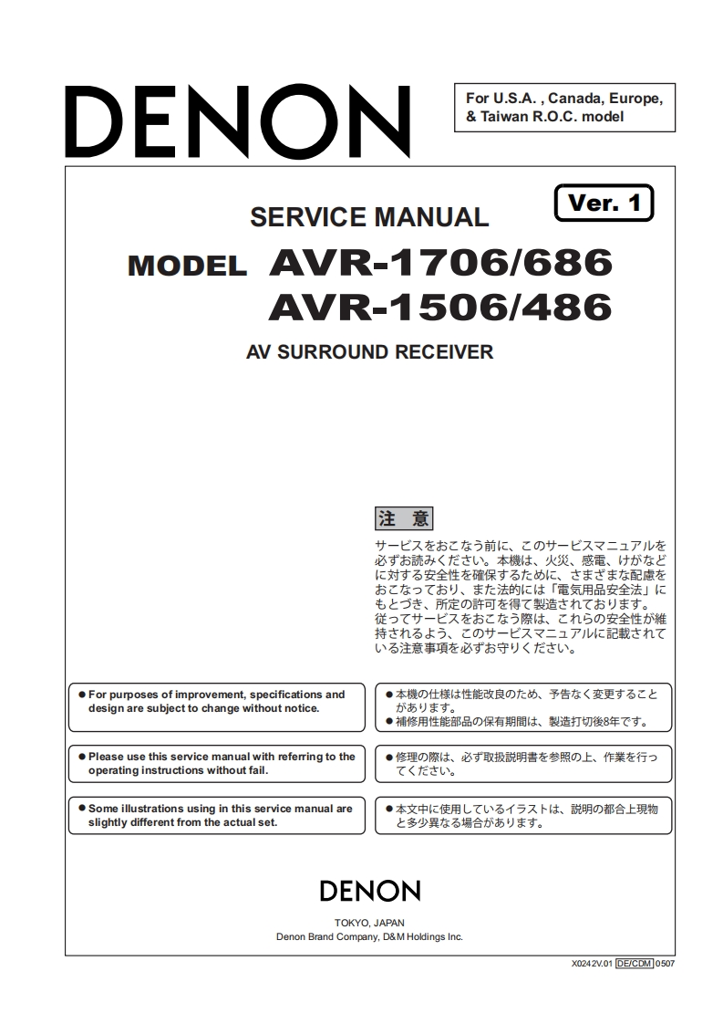 Denon-AVR486-avr-维修说明书手册含电器原理图