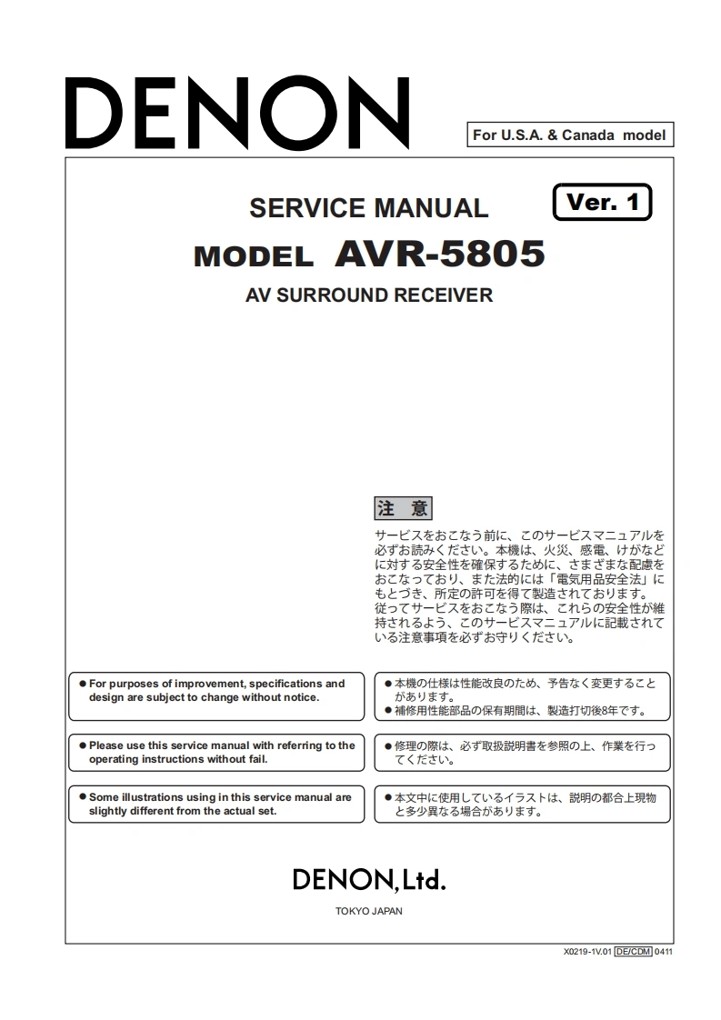 Denon-AVR5805-avr-维修说明书手册含电器原理图