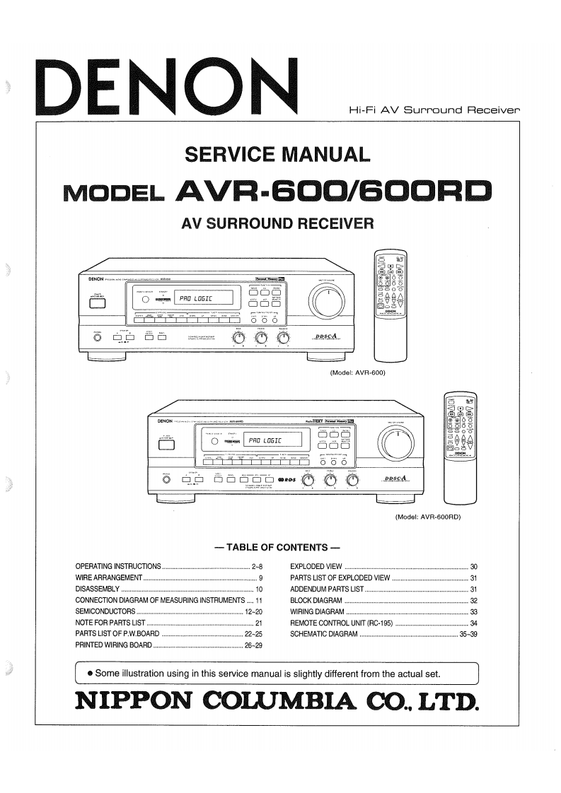 Denon-AVR600RD-avr-维修说明书手册含电器原理图-找手册网