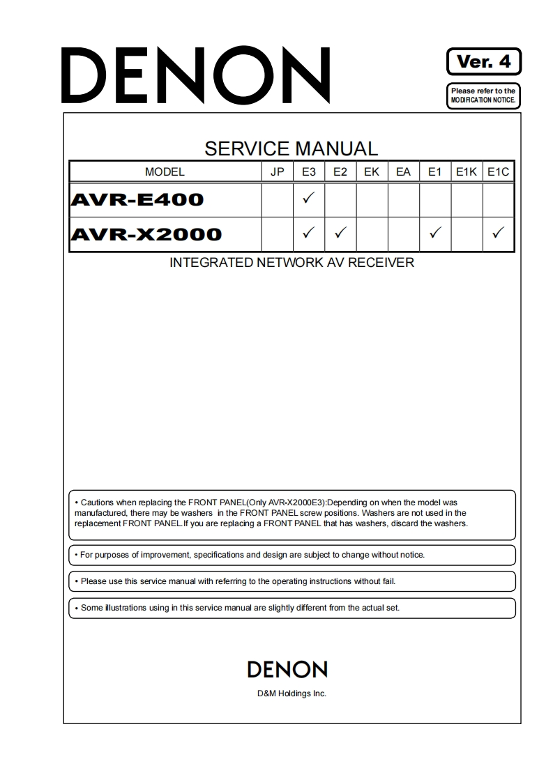 Denon-AVRE400-avr-维修说明书手册含电器原理图