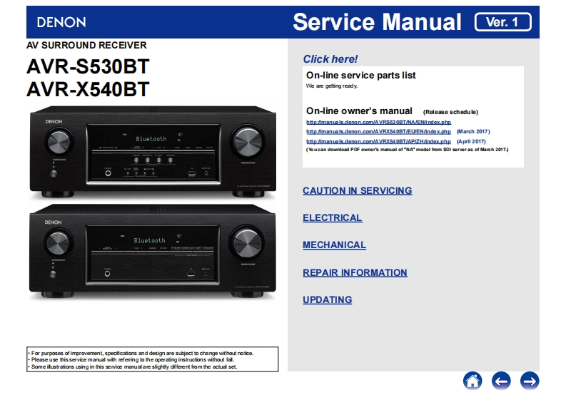 Denon-AVRS530BT-avr-维修说明书手册含电器原理图
