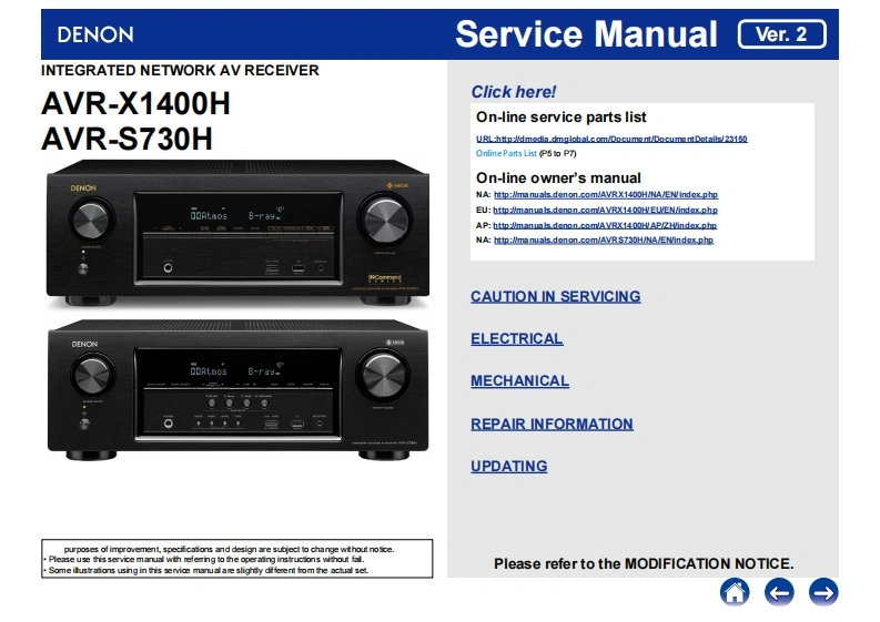 Denon-AVRS730H-avr-维修说明书手册含电器原理图